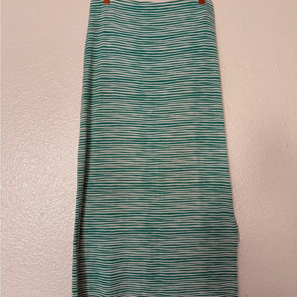 LOFT Teal and White Striped Maxi Skirt Women’s Size Petite sp